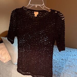 Merona Women's Black Lace Short Sleeve Top